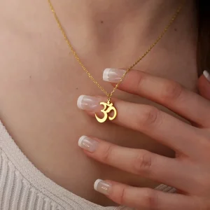 Yoga Om Necklace for Women Gold Plated